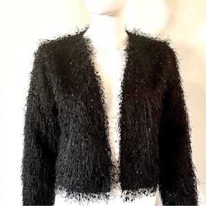 FOREVER 21 Shimmery Fringe Jacket Open Front SMALL